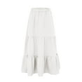 thumbnail image 4 of MIXUE Skirts For Women Summer Solid Color Pleated Elastic High Waist A Line Pockets Beach Maxi Skirt Beachwear,White,XL, 4 of 4