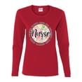 thumbnail image 3 of Floral Nurse Appreciation Pop Culture Womens Graphic Long Sleeve T-Shirt, Red, X-Large, 3 of 5