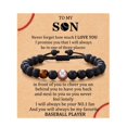 thumbnail image 1 of Pulsera de cuentas de fútbol, regalo, pulsera de entrenador de fútbol negro mate, pulsera de béisbol con piedra de ojo de tigre, 1 of 6