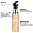 thumbnail image 3 of Pinkish Green Yellow Tie Dye Sports Bottle with Straw Stainless Steel Water Jug Portable Thermal Cup Leak-proof 600ML, 3 of 9