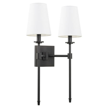 

Kira Home Torche 20 2-Light Wall Sconce/Wall Light + Linen Shades Oil-Rubbed Bronze Finish