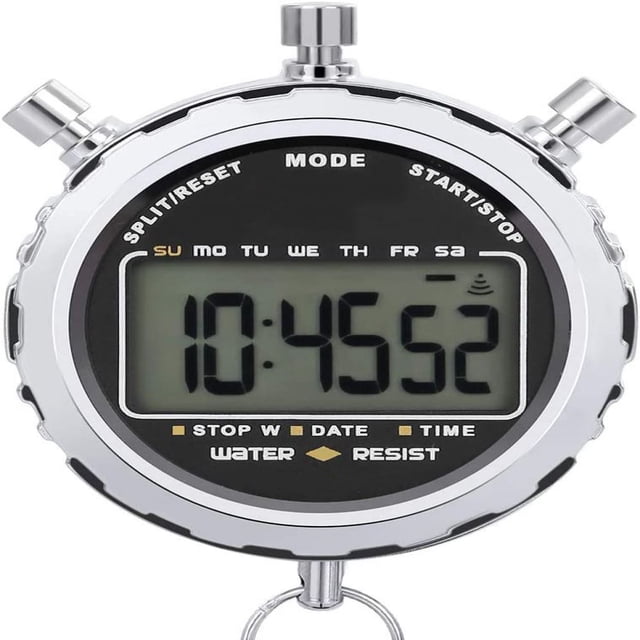 Cronómetro digital, pantalla LCD grande de mano, alarma diaria resistente al agua, temporizador de precisión de 1/100 segundos para fútbol, deportes, entrenamiento