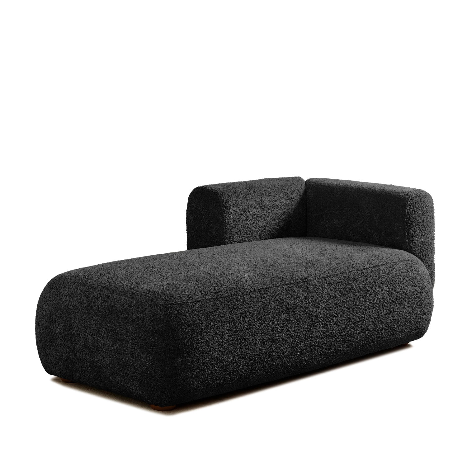 Hommoo 64" Boucle Upholstered Chaise Lounge Chair, Modern Tufted Leisure Sofa Chaise Sofa for Living Room, with Right Arm, Black