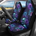 thumbnail image 2 of FOR U DESIGNS Galaxy Skull Flower Print 2 Pieces Car Front Seat Covers Washable High Back Car Seat Cover Elastic Auto Accessories Bucket Seat Cover Fit for SUV Truck Sedan, 2 of 7