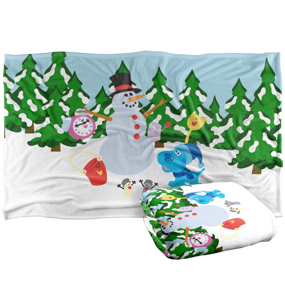 Blue's Clues Blanket, 36'x58' Blue Snowman Winter Landscape Silky Touch