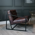 thumbnail image 4 of Merrick Lane Bomber Jacket Faux Leather Modern Lounge Chair With Tufted Seating and Black Metal Frame, 4 of 15