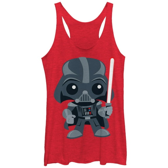 Women's Star Wars Cute Cartoon Darth Vader Racerback Tank Top Red Heather X Large