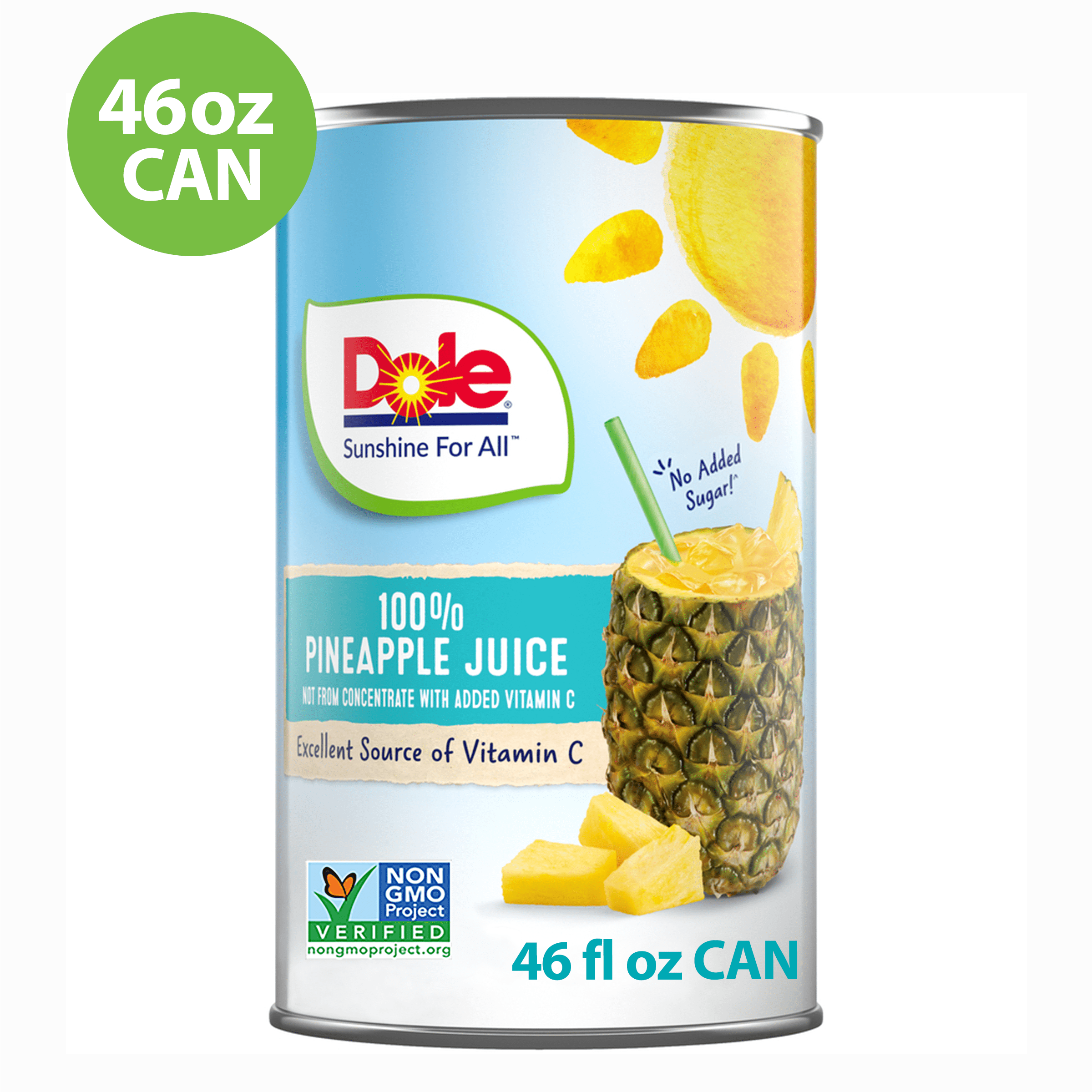 Dole All Natural 100% Pineapple Juice, 46 fl oz Can