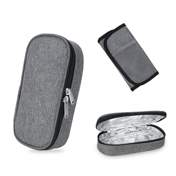 Insulin Cooler Travel Case Diabetic Medication Cooler with Insulation Liner(Gray)