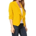 thumbnail image 2 of Women's Casual Office Wear Open Draped Front 3/4 Sleeves Basic Solid Blazer Jacket S-3XL, 2 of 3
