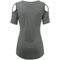 thumbnail image 3 of Made by Johnny Women's Loose Short Sleeve Strappy Cold Shoulder Top XXL HDG, 3 of 6
