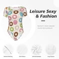 thumbnail image 4 of Honeii T-shirt Mode à Manches Courtes Col Rond Imprimé Donuts Coloré pour Femmes - Très Grand, 4 of 7