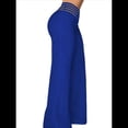 thumbnail image 3 of Pantalones Acampanados con Cinturón para Mujer, Estilo Informal, de Cintura Alta y Pierna . Azul L, 3 of 7