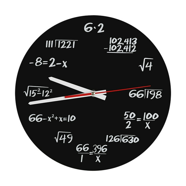 Horloge Murale Mathématique Horloge Équations Mathématiques 12 Pouces Horloge Murale Acrylique Silencieuse Mathématique Design Moderne Horloge Murale Décorative pour Cuisine, Salon, Chambre, Salle De