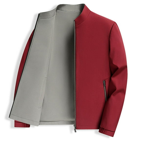 uublik Men's Jacket Casual Windproof Bomber Jackets Full Zip Windbreaker Coats Red