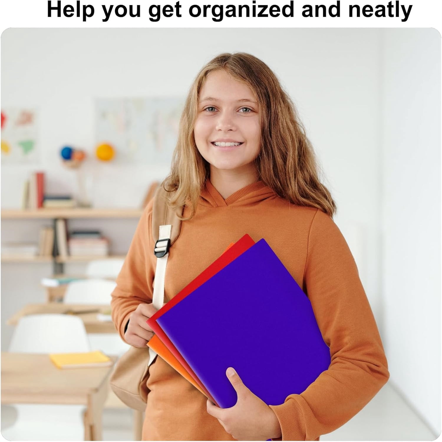 60-Pack Plastic Folders with Pockets, 2-Pocket Letter Size, Assorted Color