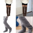 thumbnail image 3 of Over The Knee High Fuzzy Socks Winter Home Sleeping Socks Plush Slipper Stockings Furry Long Leg Warmers For Women Men, 3 of 19