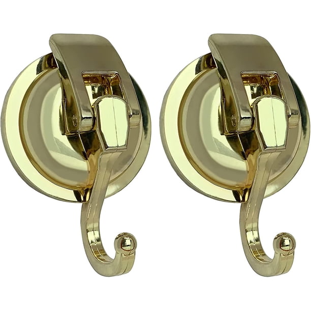 Juego de 2 ganchos de baño con ventosa YONGSHENG dorados resistentes reutilizables