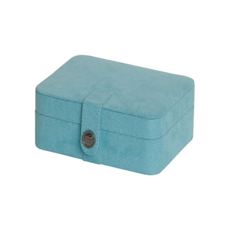 Fabric Jewelry - Mele & Co. Giana Blue Plush Fabric Jewelry Box with Lift Out Tray - 7.38W x 2.38H in.
