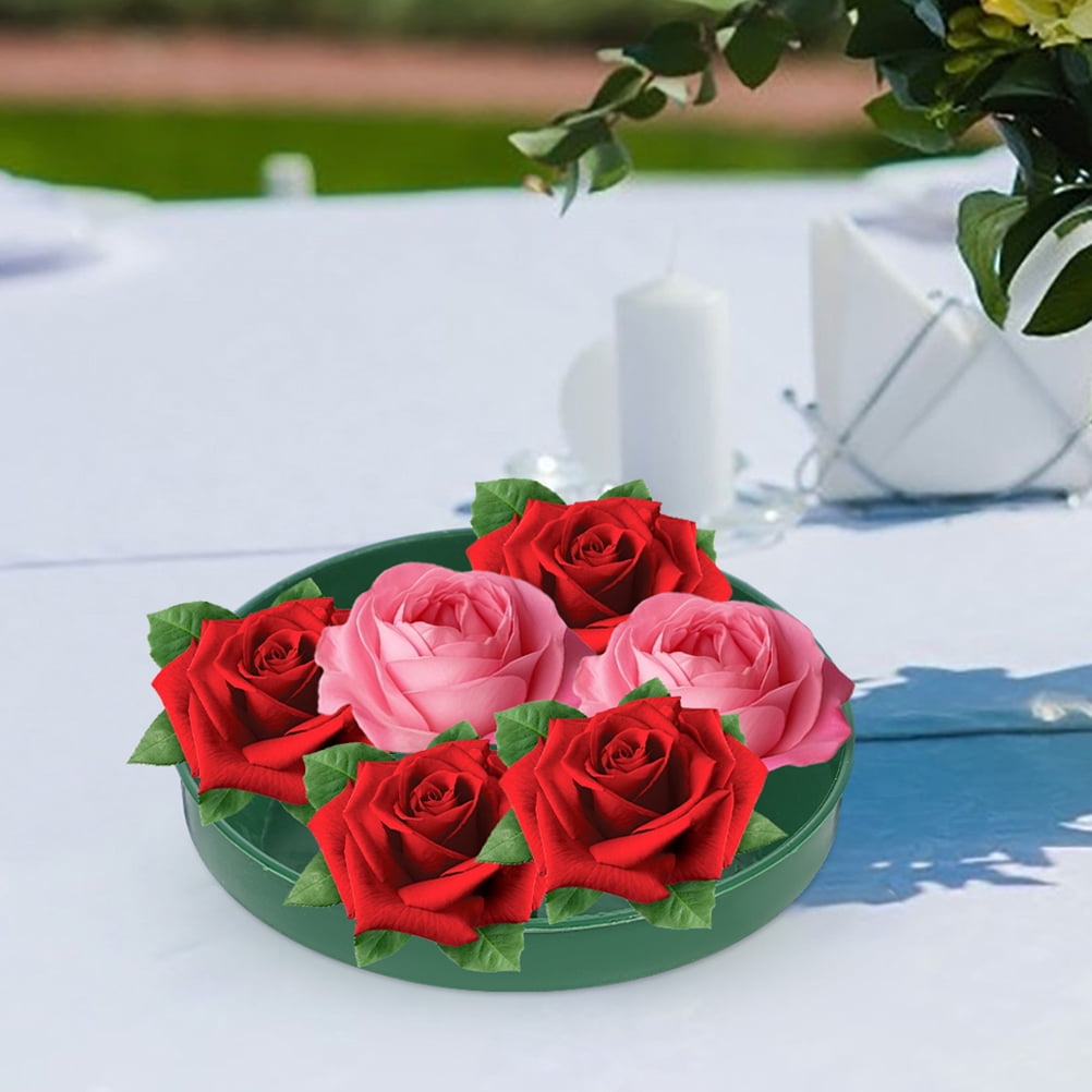 HOMEMAXS 16 Pcs Arrange Mousse Flower Mud Fixing Plate 14.50X14.50X4.00CM Green