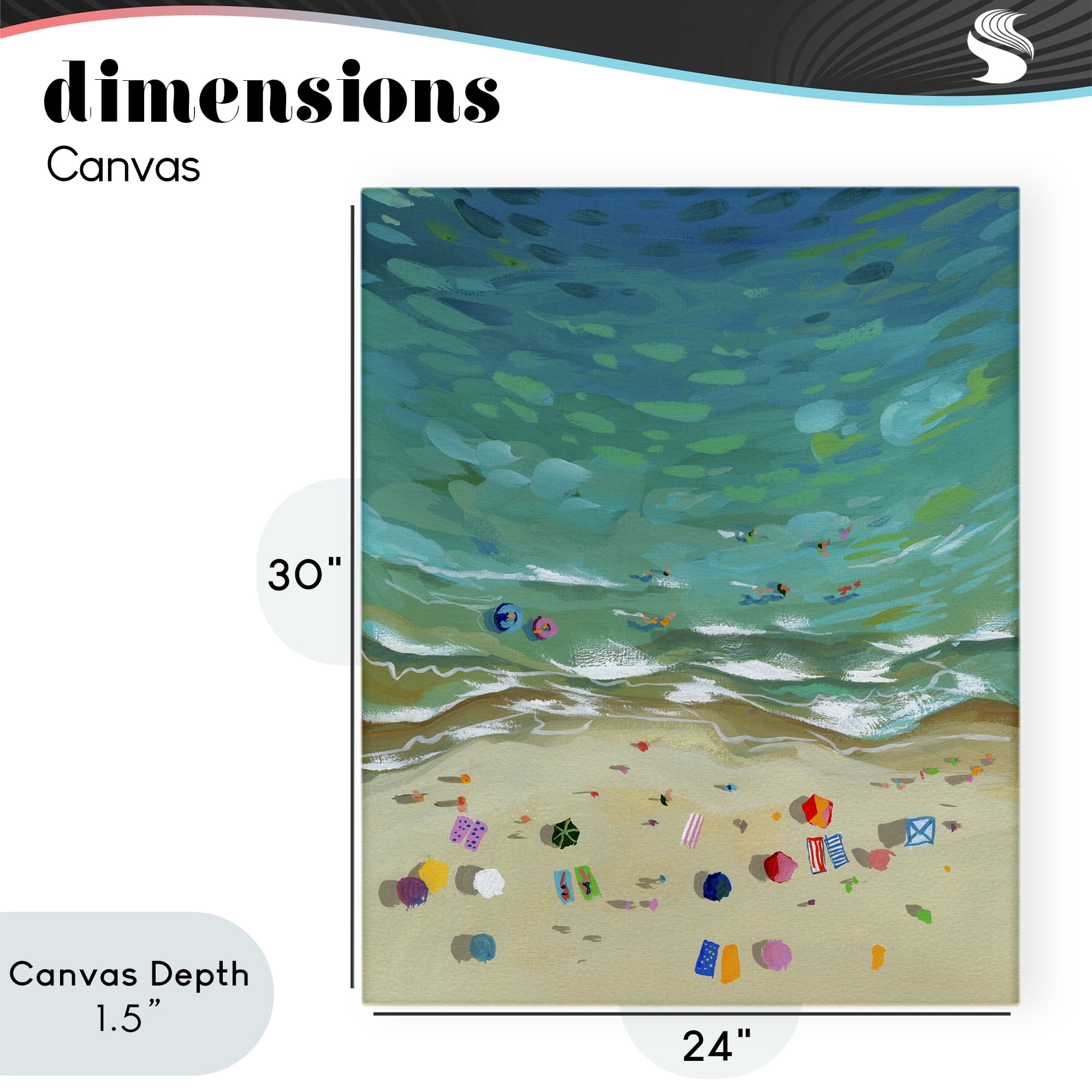 Stupell Industries Aerial Beachside with Umbrellas Canvas Wall Art, design by Brook Page