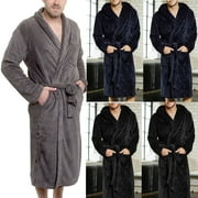 Women Men´s Long Sleepwear Robes Shawl Collar Coral Fleece Bathrobe Spa Pajamas