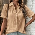 thumbnail image 2 of Button Down Shirts for Women Lapel Solid Color Short Sleeve Cardigan Summer Casual Baggy Comfy Blouse Tops, 2 of 9