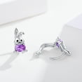 thumbnail image 3 of Cuoka Bunny Hoop Earrings 925 Sterling Silver Purple Zirconia Rabbit Earrings for Women 18K White Gold Plated Hypoallergenic Jewelry Birthday Xmas Gift for Sensitive Ears, 3 of 8