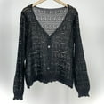 thumbnail image 4 of TKLPEHG Women's 2025 Cropped Cardigan Knitted Trendy Lightweight Solid Color Long Sleeve Button Crochet Beach Dress Top (Black,Free Size), 4 of 6