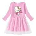thumbnail image 4 of Hello Kitty Spring and Autumn New Girls Cotton Cute Cartoon Print Dress Star Moon Net Yarn Long Sleeve Pleated Princess Dress, 4 of 7