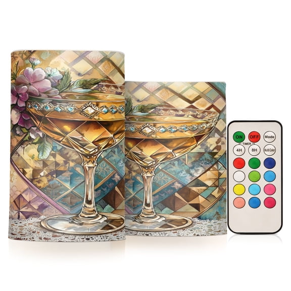 BZSMCE Flameless Candles LED Lights Decorative Glass with Flowers Creativity Battery Candles