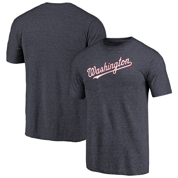 Men's Navy Washington Nationals Team Wordmark Tri-Blend T-Shirt