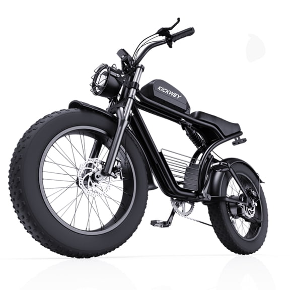 Kickwey Electric Mountain Bike for Adults, 750W Motor, 48V 23Ah Battery, 20"x4" Fat Tire E Bike, Dual Suspension, 7 Speeds,UL 2849
