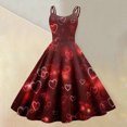 thumbnail image 2 of LWavelet 2026 Valentine's Girls' Night Trendy Dress, Spaghetti Strap Heart Print Flowy Flared Silhouette Sundress Black M, 2 of 4