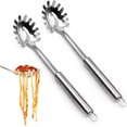 thumbnail image 2 of 2x Stainless Steel Pasta Server Spaghetti Spoon Fork Kitchen Utensil Noodle Claw, 2 of 3