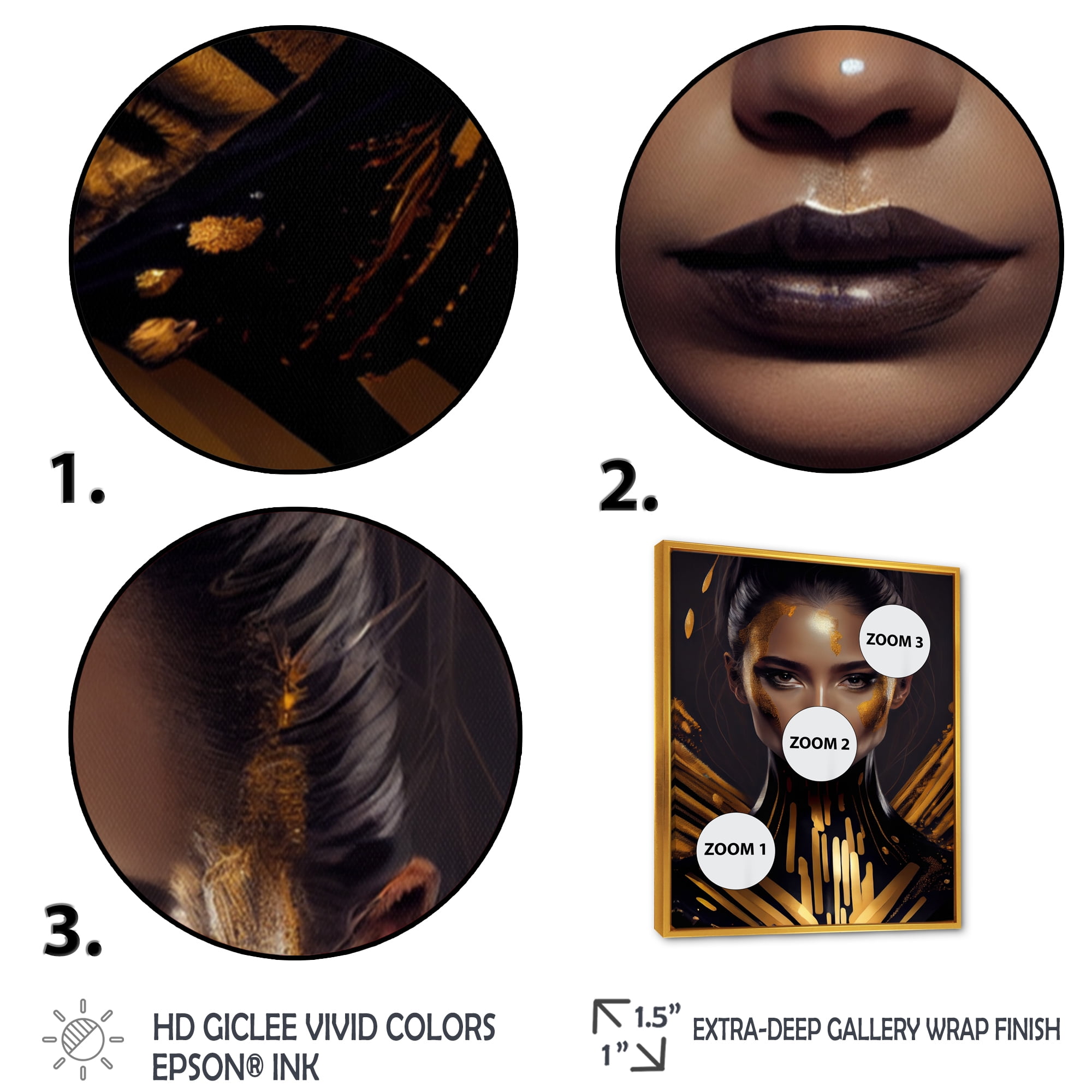 Designart Sensual Liquid Gold Woman I Floating Frame Wall Art