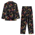 thumbnail image 3 of DISNIMO Women's Pajama Set 2 Piece Pj Sets Butterfly Printed Long Sleeve Top and Wide Leg Pants Comfy V Neck Sleepwear Button Down Loungewear Nightwear, 2XL, 3 of 7