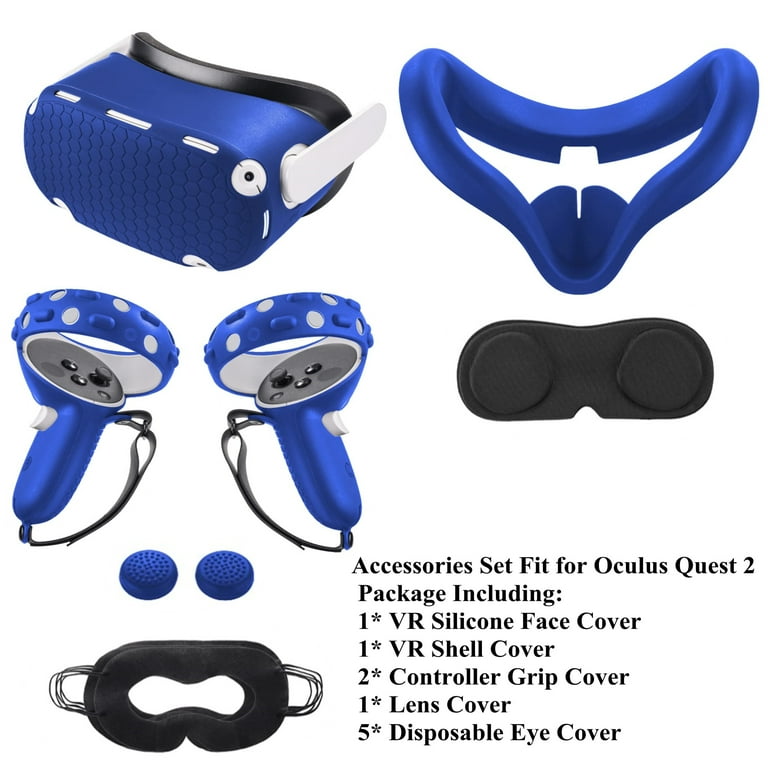 for Oculus Quest 2 Accessories, Quest 2 VR Silicone face Cover, VR Shell  Cover,Quest 2 Touch Controller Grip Cover,Protective Lens Cover,Disposable  Eye Cover. (Green) 