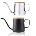 thumbnail image 2 of Cafetera de mano de acero inoxidable con orejas colgantes de teflón Cafetera de mano con tapa de bambú Boca larga Boca fina Cafetera con filtro antigoteo, 2 of 5