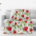 thumbnail image 3 of Strawberry Throw Blanket Hand Drawn Strawberry Soft Cozy Flannel Lightweight Warm Travel Couch Blankets for Bed Living Room Decor Gifts for Kids Adults 50""x40"", 3 of 6