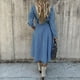 thumbnail image 5 of Vestido Vestido largo casual con cuello de solapa Vestido de mujer de manga larga con bolsillos Traje diario Cgtredaw Azul T XXL para Mujer, 5 of 6