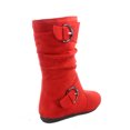 thumbnail image 2 of Klein-70 Girls Kid's Causal Flat Heel Buckles Zipper Slouchy Mid Calf Boots Shoes ( Red, 9 ), 2 of 2