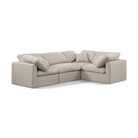 Meridian Furniture Indulge 123.5" Fabric L-Shaped Modular Sectional in Beige