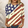 thumbnail image 2 of USSUMA 4th of July Tunic Tops for Women Summer 3/4 Sleeve Casual American Flag Patriotic Graphic Tee Shirts Blouses, 2 of 5