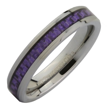 Metals Jewelry Men s / Women s 4mm Tungsten Carbide Purple Carbon Fiber Inlay Wedding Band Ring Size 9.5