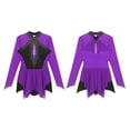 thumbnail image 2 of Aislor Women's Figure Ice Skating Layered Hollow Back Gymnastic Leotard Roller Skating Performance Dress Purple XXL, 2 of 7