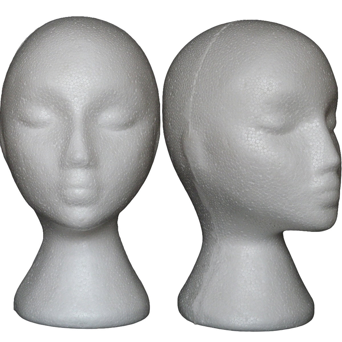 Travelwant 2Pcs/Set Styrofoam Wig Head - Tall Female Foam Mannequin Wig  Stand and Holder for Style, Model And Display Hair, Hats and Hairpieces,  Mask 