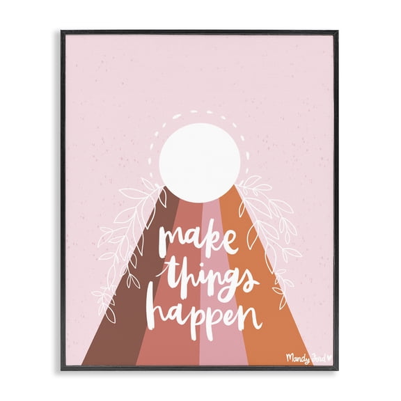 Stupell Industries Minimal Make Things Happen Quotes and Sayings Painting Black Framed Art Print Wall Art, 11 x 14