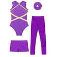 thumbnail image 5 of Hansber Gymnastics Leotard for Girls with Shorts Athletic Leggings Dance Unitard Sleeveless Figure Skating Training Suit Purple 12, 5 of 7