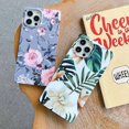 thumbnail image 2 of HAHDAXIA Compatible with iPhone 12 Pro Max Square Edge Floral Case, Slim Matte Pretty Flowers Soft TPU Silicone Protective Sturdy and Durable Cases Cover for iPhone 12 Promax(White Green), 2 of 6